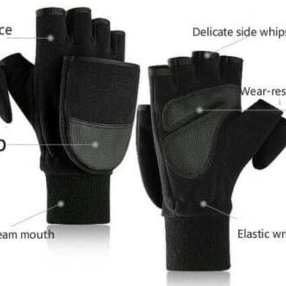 Warm Knitted Wool Mittens Fingerless Gloves Half Finger Outdoor Gloves (Medium) - Picture 1 of 9